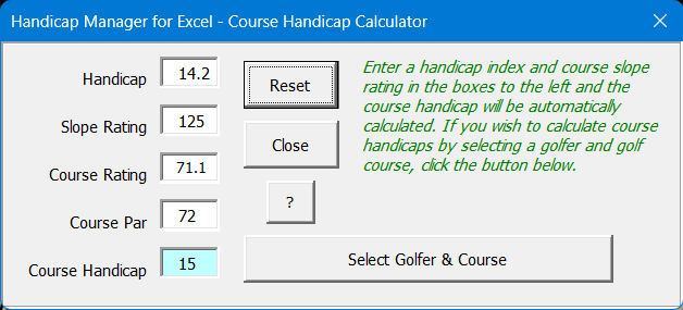 Course Handicap Calculator
